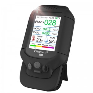 Bärbar gasdetektor PM2.5 PM1.0 PM10 HCHO TVOC AQI luftdetektor med temperatur och luftfuktighet